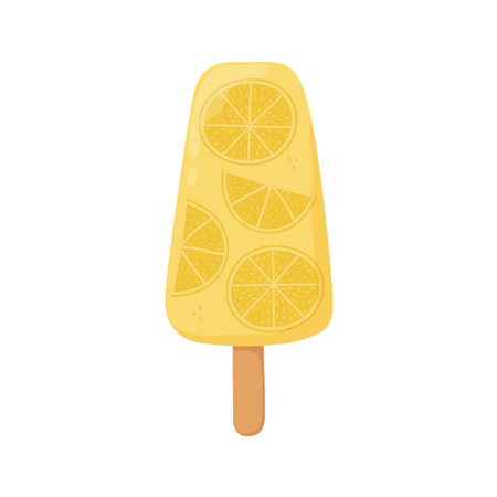 Fruit ice cream with lemons. Can be used for poster, print, cards and clothes decoration, for food design and ice cream shop  . isolated vector illustrationのイラスト素材