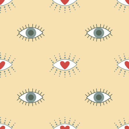 Evil eye seamless pattern. Hamsa eye, magical eye, decor element. Abstract background for textile, fabric, wallpaper. vector illustration.のイラスト素材