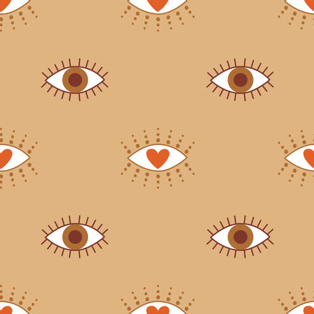 Evil eye seamless pattern. Hamsa eye, magical eye, decor element. Abstract background for textile, fabric, wallpaper.のイラスト素材