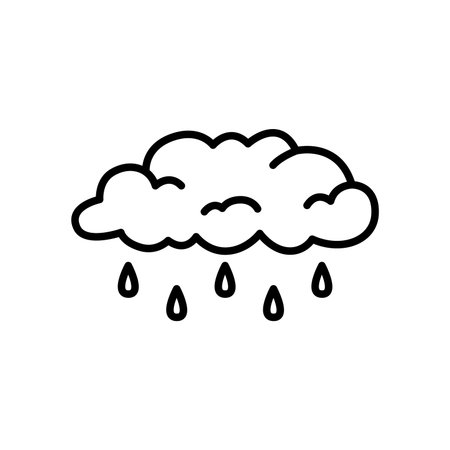Cloud with raindrops outline icon. Editable stroke.のイラスト素材