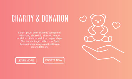 Donation and charity banner template. Fundraising, donation or charity event landing pageのイラスト素材