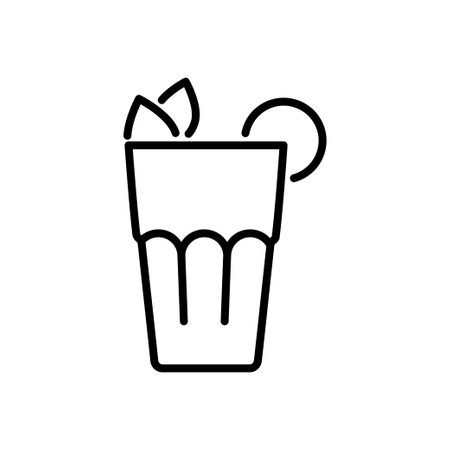 Cocktail glass outline icon. Celebration, party, holiday symbol. Editable stroke. Isolated vector illustrationのイラスト素材