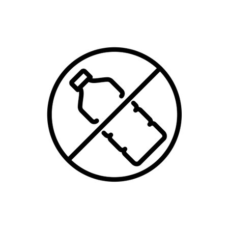 Do not use plastic outline icon. No plastic bottles symbol. Editable strokeのイラスト素材