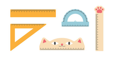 Set of hand drawn rulers. Back to school, college, education concept. Isolated vector illustrationのイラスト素材
