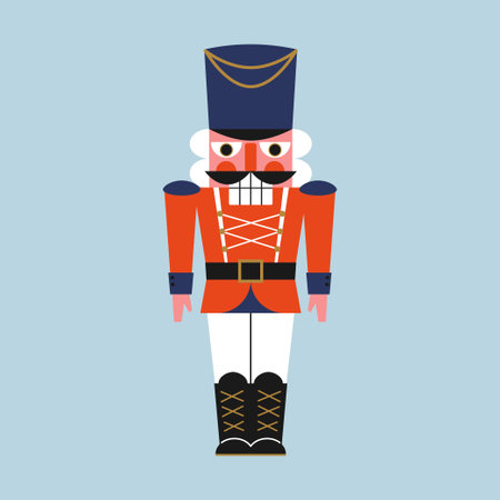 Christmas nutcracker toy. Flat style. Design element for winter holidaysのイラスト素材