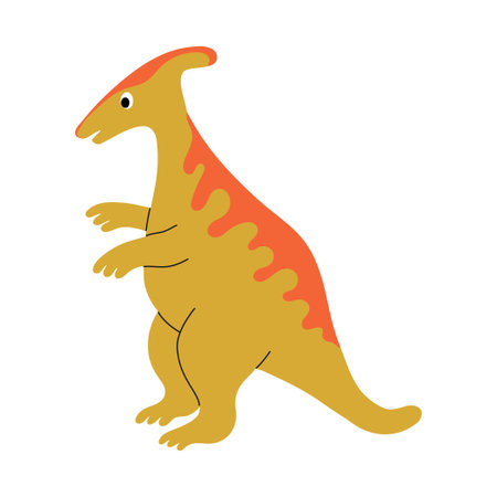 Cute yellow dinosaur character. Design element for print, greeting card, invitation, bookのイラスト素材