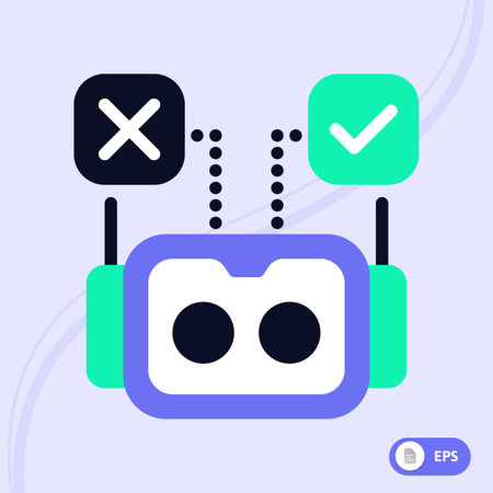 Icon of vr headset with check mark. Vector illustration in flat styleのイラスト素材