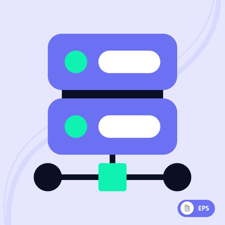 Database icon. Vector illustration. Flat design style. Server icon.