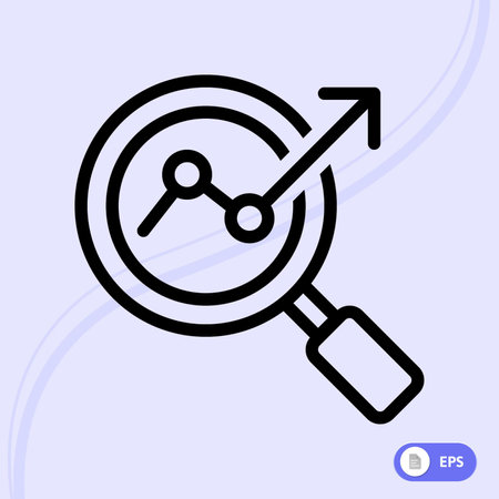 Magnifying glass and chart icon. Business concept. Vector illustrationのイラスト素材