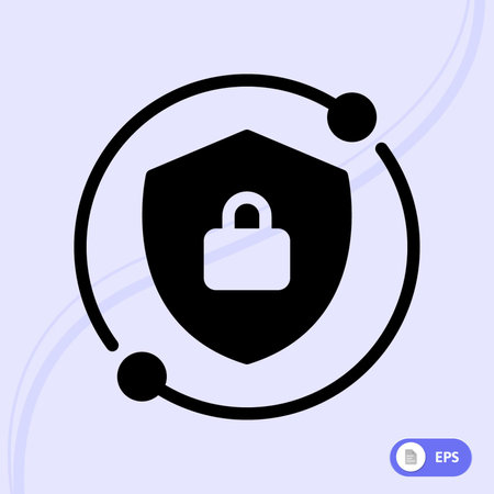 lock icon, shield with padlock, security symbol, vector illustrationのイラスト素材