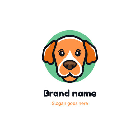 Beagle dog vector logo template. Pet shop logotype illustration.のイラスト素材