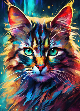 Portrait of a cat. Colorful illustration of a cat.の素材