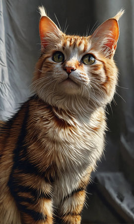 Portrait of a ginger maine coon cat with orange eyesの素材