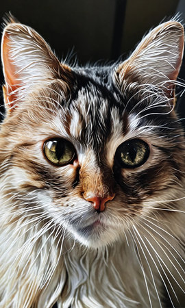 Portrait of a Maine Coon cat, close-up.の素材