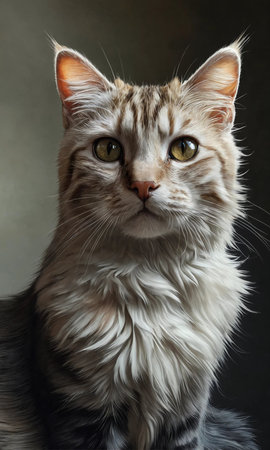 Portrait of a beautiful adult cat of siberian breed, close-upの素材