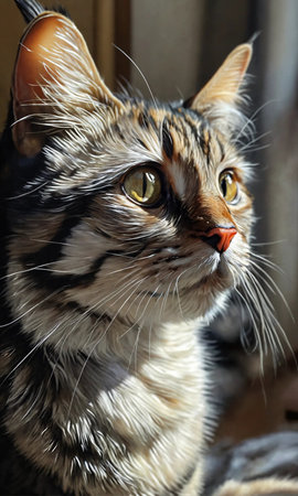 Portrait of a cat on a window sill. Close-up.の素材