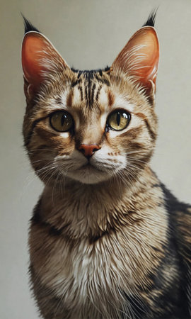 Portrait of a cat on a light background. Close-up.の素材