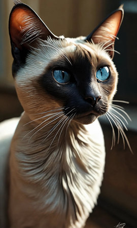 Portrait of a beautiful Siamese cat with blue eyes.の素材