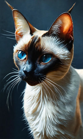 Portrait of a beautiful Siamese cat with blue eyes.の素材