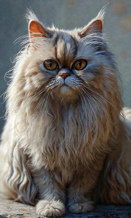 Portrait of a beautiful long-haired persian cat with golden eyesの素材