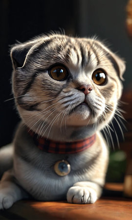 Portrait of a cute scottish fold cat with blue eyesの素材