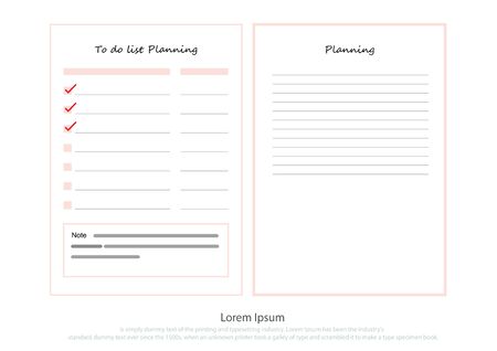 Vector To do list schedule with cute peach elements. Weekly planner. appointment, important date concept. Modern flat design Verctor illustrationのイラスト素材