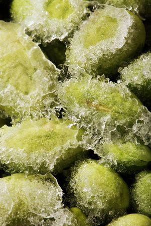closeup view of frozen soybeanの写真素材
