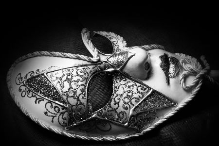 Venetian Carnival Mask, black and white studio shotの写真素材