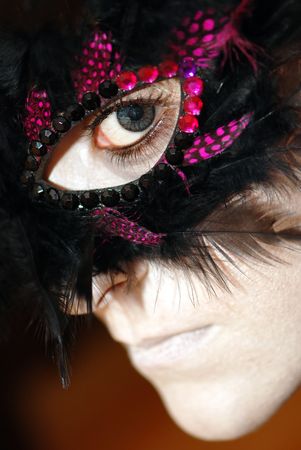 Carnival Mask, close up to masked woman の写真素材