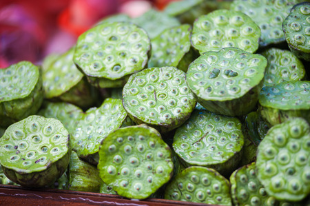Pile of Lotus seed pods. close upの写真素材