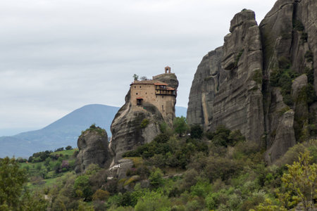 Beautiful scenic view of orthodox monastery in the Greece mountains, Meteoraの写真素材