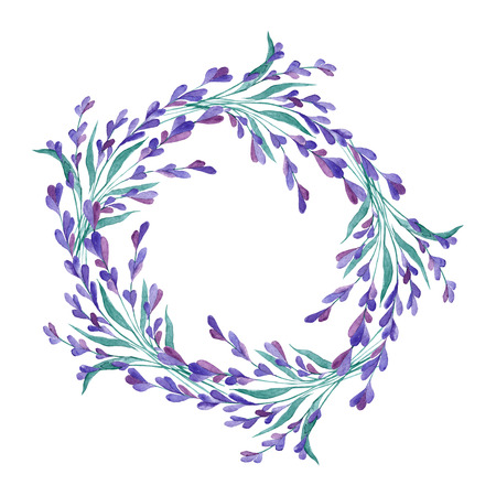 Watercolor vector lavender wreath in gentle style for wedding decor and designのイラスト素材