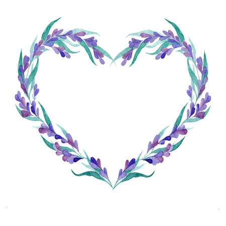 Watercolor vector lavender wreath in gentle style for wedding decor and designのイラスト素材