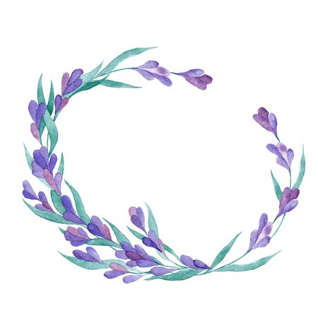 Watercolor vector lavender wreath in gentle style for wedding decor and designのイラスト素材