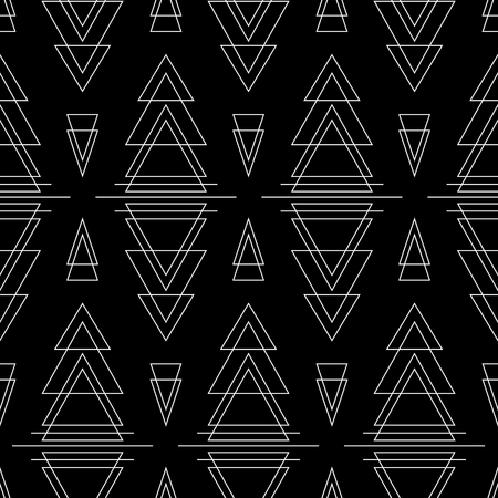 Geometric vector triangles seamless pattern. Art deco black and white ornament. Pattern for textile, fabric, wrapping paper and design.のイラスト素材