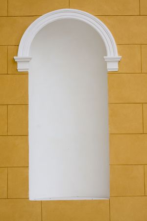 white niche in a peach wallの写真素材