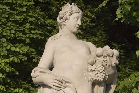 monument of a lady with fruitsの写真素材