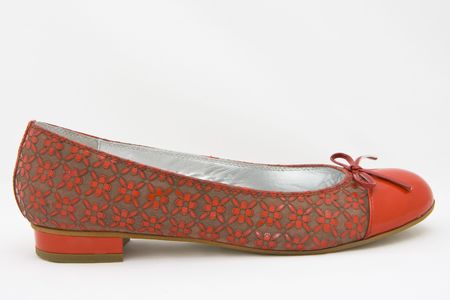 red woman shoe on white backgroundの写真素材