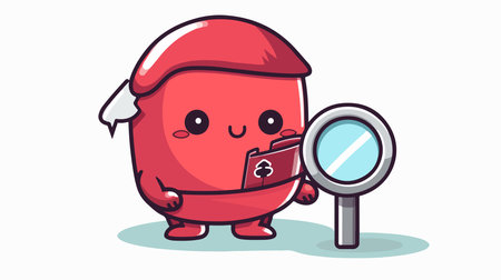 Sugar bag mascot design as a detective with a magnifying glassのイラスト素材