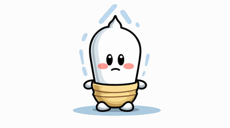 Cute light bulb character with sad face. Cute cartoon vector illustration.のイラスト素材