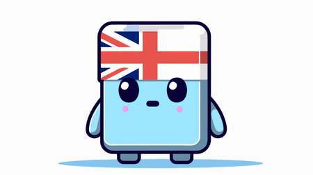 Refrigerator with flag of United Kingdom. Vector cartoon character illustration.のイラスト素材