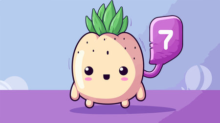Cute Cartoon Beetroot Character with Question Mark. Vector Illustrationのイラスト素材