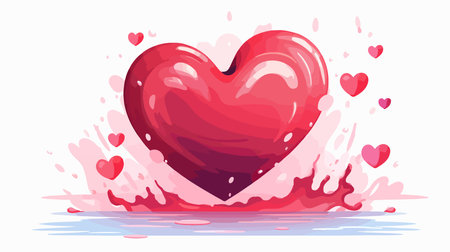 Valentine's day background with heart and splash. Vector illustration.のイラスト素材