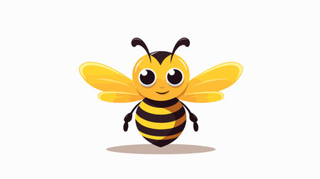 Cute cartoon bee isolated on a white background. Vector illustration.のイラスト素材