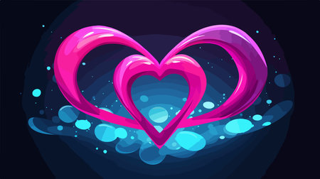 Vector illustration of a pink heart on a dark background with bokeh.のイラスト素材