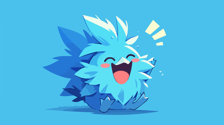 Funny blue monster. Vector cartoon illustration. Isolated on blue background.のイラスト素材