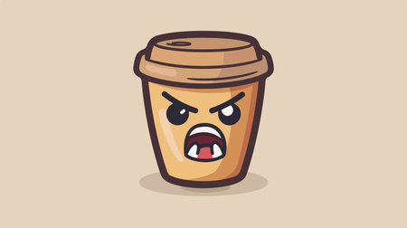 Coffee cup with angry face. Vector cartoon character illustration.のイラスト素材