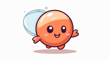 Cute orange pill character vector illustration. Isolated on white background.のイラスト素材