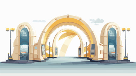 Vector illustration of an entrance to a metro station in flat style.のイラスト素材
