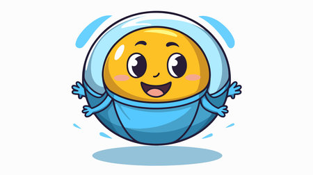 Illustration of a Cute Cartoon Space Ball Mascot Characterのイラスト素材